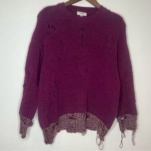 UMGEE purple knit distressed long sweater women’s size small